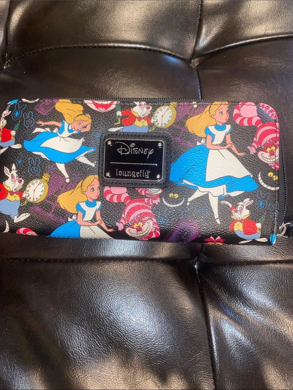 Disney Loungefly Alice in Wonderland Black & Blue Zip Wallet